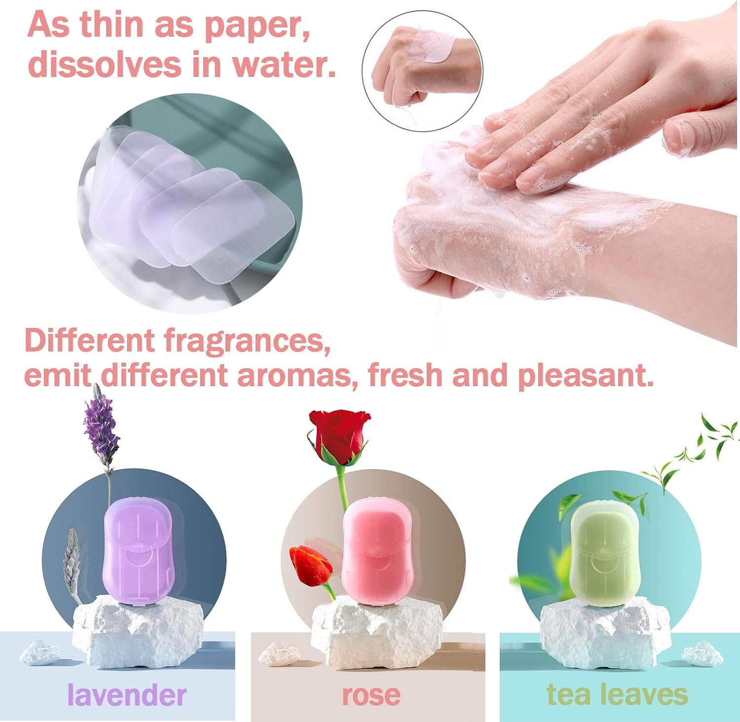 4 Boxes (200 Sheets) Hand Washing Soap Sheets for Outdoor Travel,Portable Hiking Washing Hand Paper Soap for Travel, Party, School, Camping - Image 4