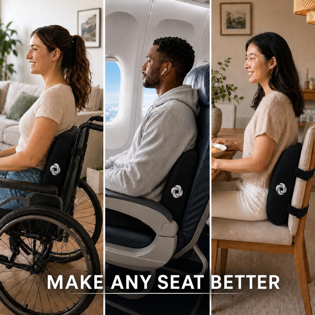 Samsonite Lumbar Support Pillow for Office Chair, Lower Back Support for Car, Back Pillow Desk Chair Cushion with Memory Foam, Improved Posture Backrest - Image 4